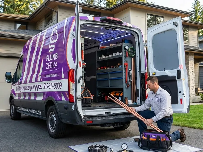 Professional plumber working on trentwood plumbing services service in Spokane - PlumbZebra quality workmanship