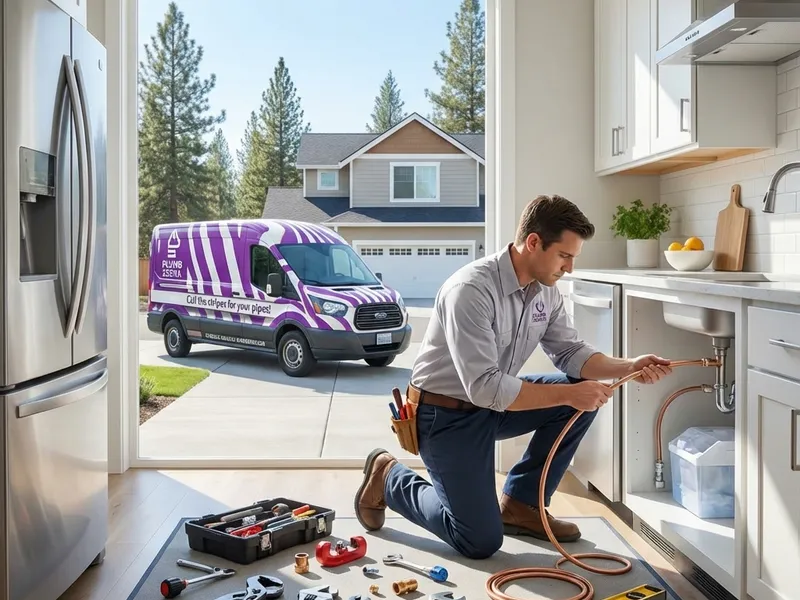 Professional plumber working on ice maker lines service in Spokane - PlumbZebra quality workmanship