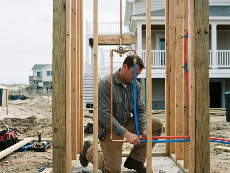 Step-by-step outdoor shower installation process