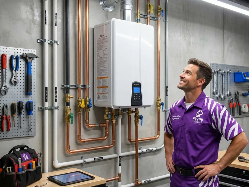 Professional plumber performing tankless water heater installation spokane wa service